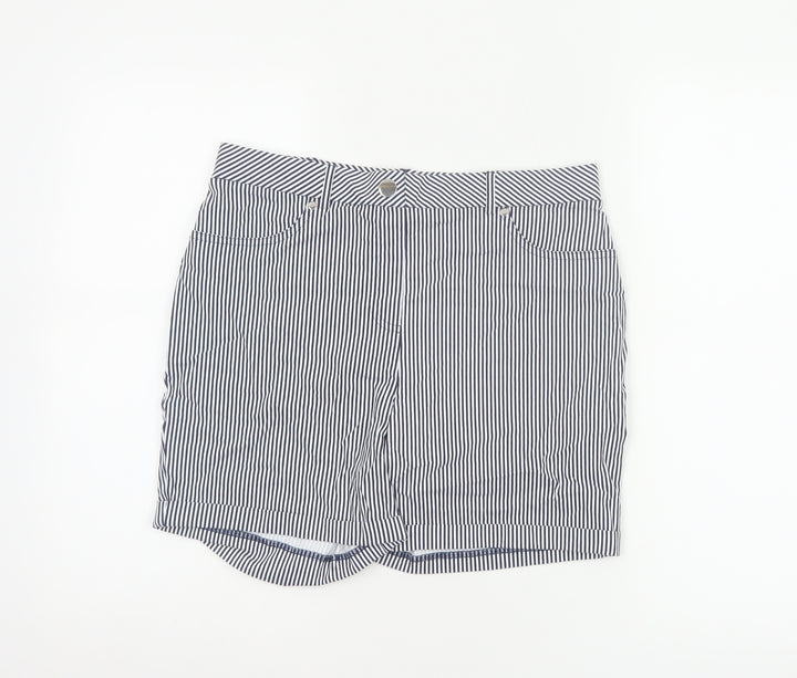 Roman Women Blue White Striped High Rise Shorts UK 12 Viscose