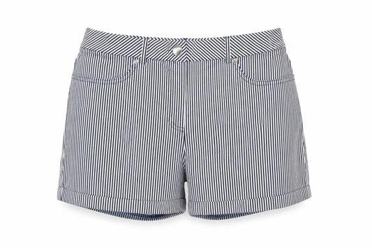 Roman Women Blue White Striped High Rise Shorts UK 12 Viscose