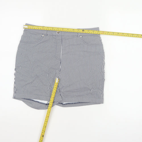 Roman Women Blue White Striped High Rise Shorts UK 12 Viscose