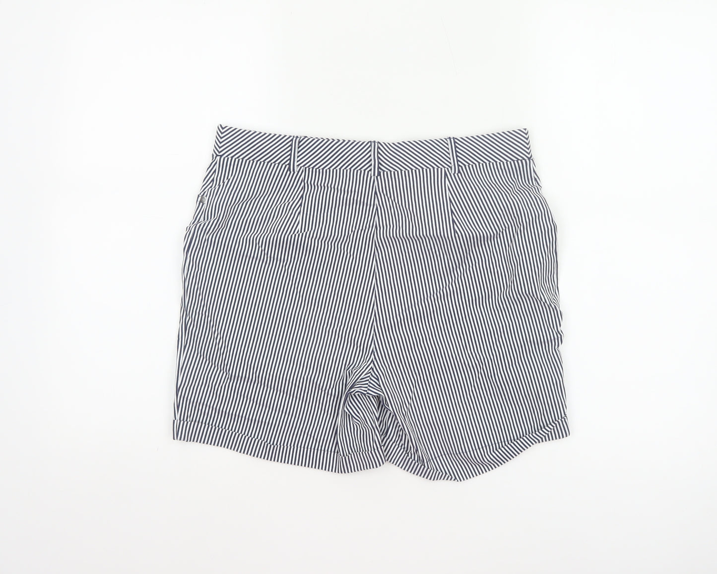 Roman Women Blue White Striped High Rise Shorts UK 12 Viscose
