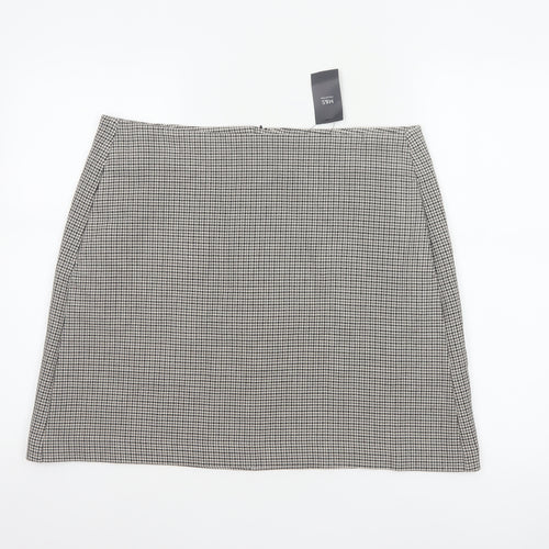 M&S Collection Women Black White Check Pencil Skirt UK 16 Lined