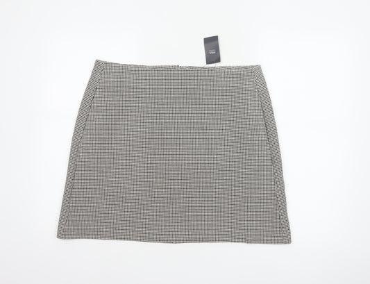 M&S Collection Women Black White Check Pencil Skirt UK 16 Lined