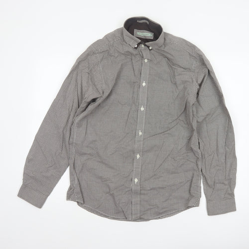 Lakeland Men’s Brown Check Cotton Button-Down Long Sleeve Shirt M
