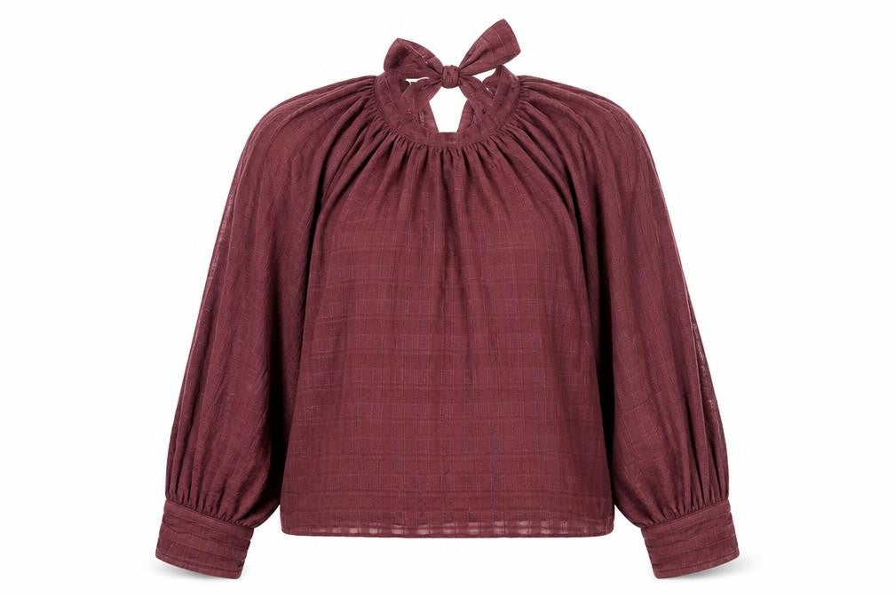 Nobody's Child Women Red UK 10 Bow Tie V-Neck Balloon Sleeve Blouse