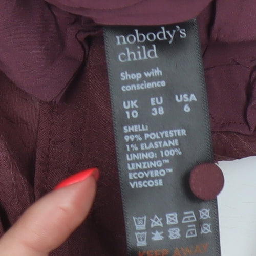 Nobody's Child Women Red UK 10 Bow Tie V-Neck Balloon Sleeve Blouse