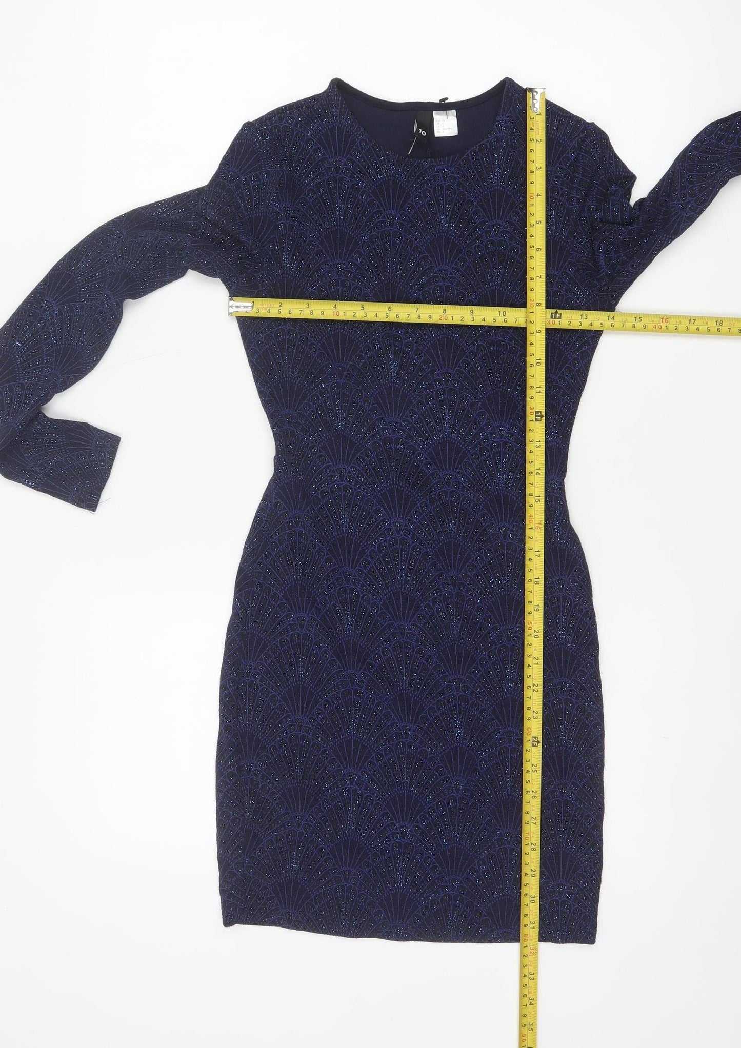 H&M Divided Women Blue UK 8 Bodycon Glitter Open Back Party Dress