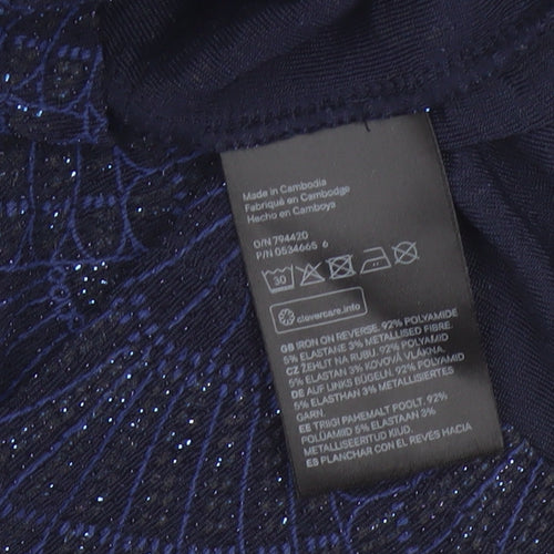 H&M Divided Women Blue UK 8 Bodycon Glitter Open Back Party Dress