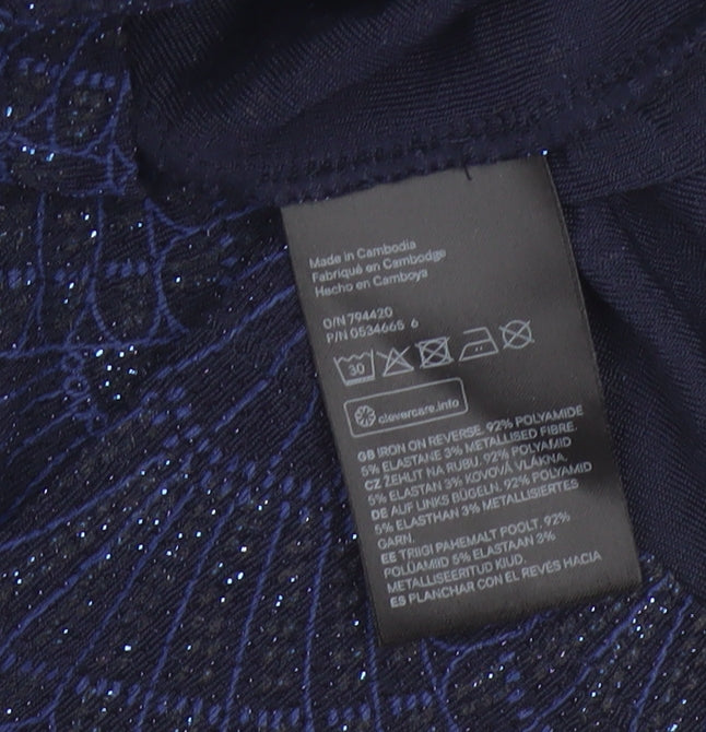 H&M Divided Women Blue UK 8 Bodycon Glitter Open Back Party Dress