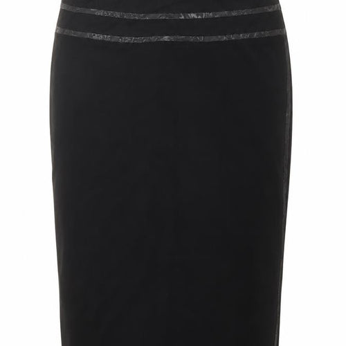 Karen Millen Women Black UK 14 Wool Pencil Knee Length Skirt