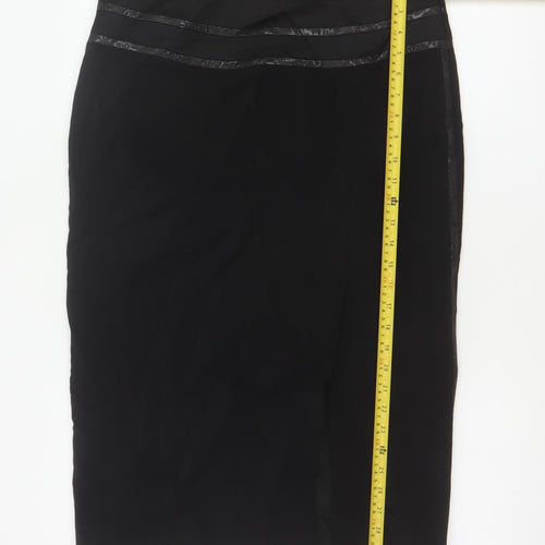 Karen Millen Women Black UK 14 Wool Pencil Knee Length Skirt