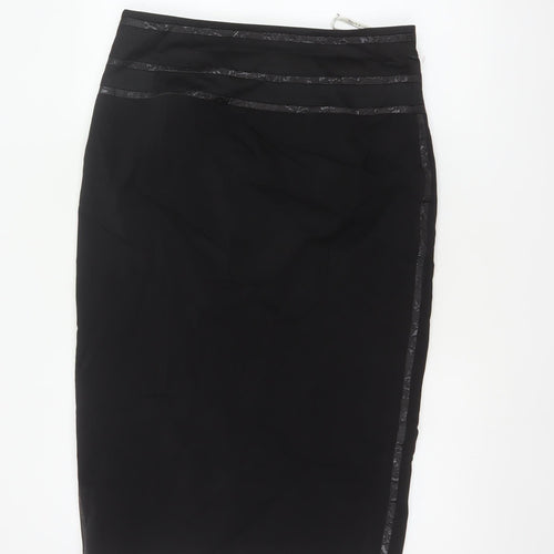 Karen Millen Women Black UK 14 Wool Pencil Knee Length Skirt