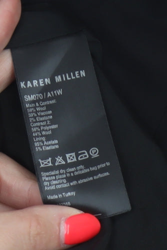 Karen Millen Women Black UK 14 Wool Pencil Knee Length Skirt