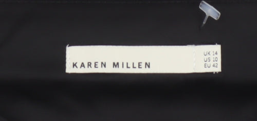 Karen Millen Women Black UK 14 Wool Pencil Knee Length Skirt
