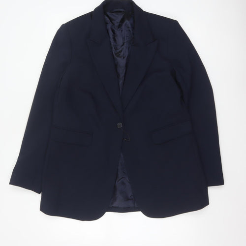 Marks & Spencer Women’s Blue UK 14 Classic One Button Lined Blazer