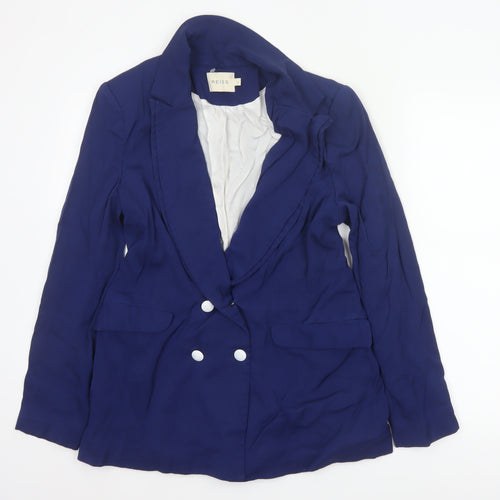 Reiss Women’s Blue L Double-Breasted Peak Lapel Tailored Blazer