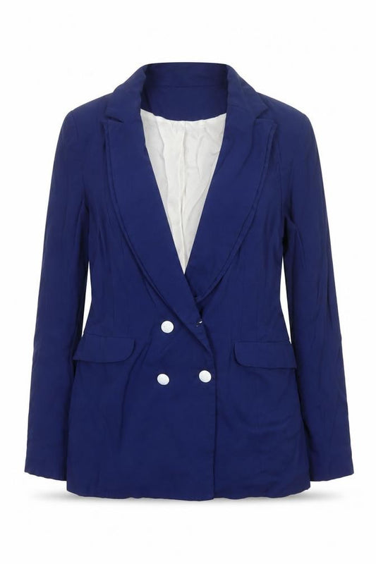 Reiss Women’s Blue L Double-Breasted Peak Lapel Tailored Blazer