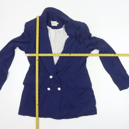 Reiss Women’s Blue L Double-Breasted Peak Lapel Tailored Blazer