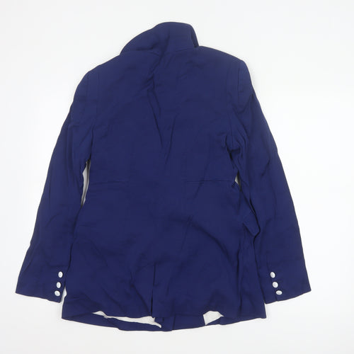 Reiss Women’s Blue L Double-Breasted Peak Lapel Tailored Blazer