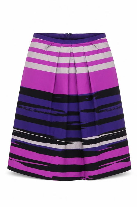 Hobbs Women Multicoloured UK 12 A-Line Knee Length Striped Cotton Skirt