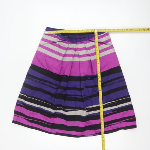 Hobbs Women Multicoloured UK 12 A-Line Knee Length Striped Cotton Skirt
