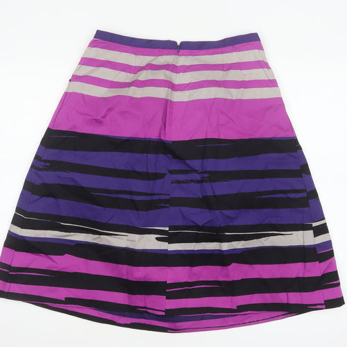 Hobbs Women Multicoloured UK 12 A-Line Knee Length Striped Cotton Skirt