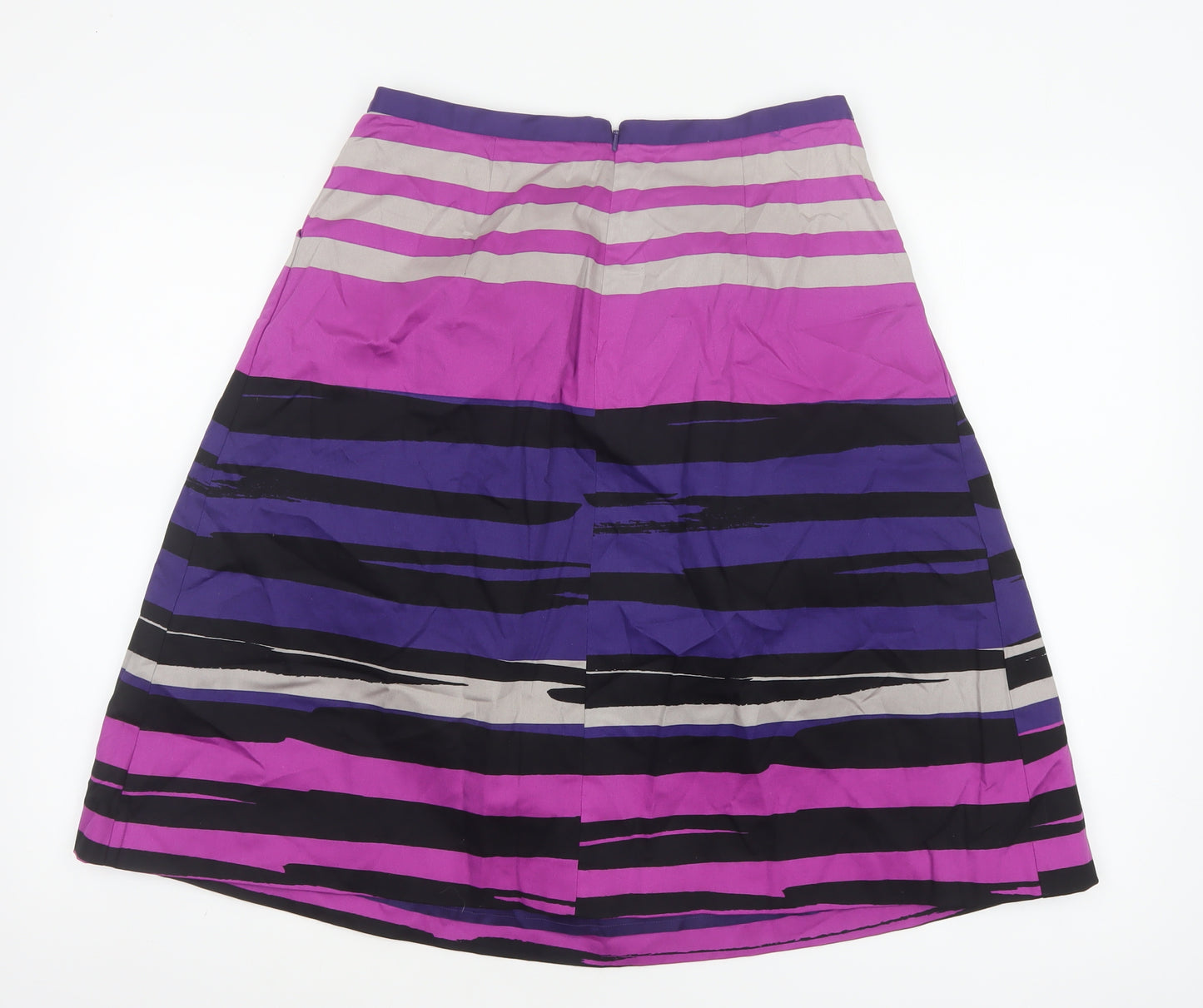 Hobbs Women Multicoloured UK 12 A-Line Knee Length Striped Cotton Skirt