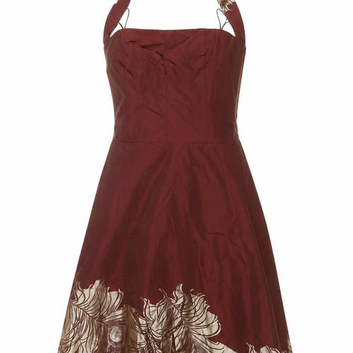 Adolfo Dominguez Women Brown Floral Halter Fit & Flare Dress UK 8