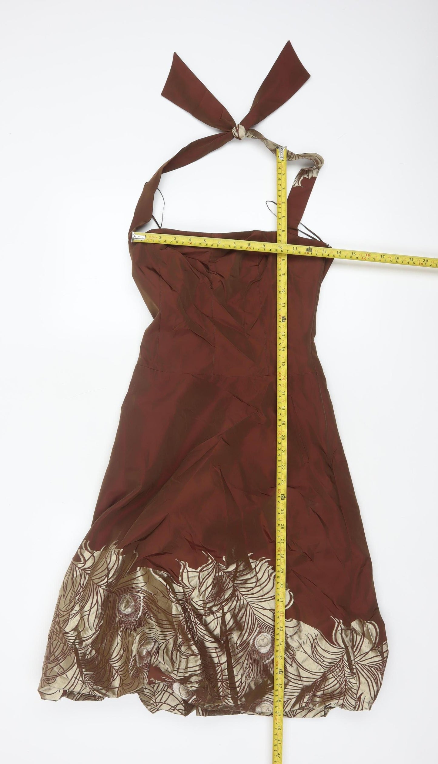 Adolfo Dominguez Women Brown Floral Halter Fit & Flare Dress UK 8