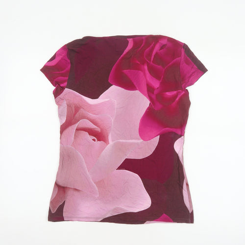 Ted Baker Women’s Pink Floral Jersey T-Shirt UK 12 Short Sleeve