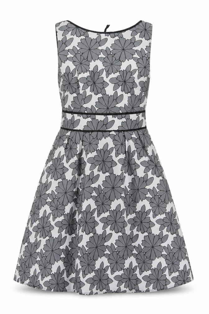 Coast Women Grey Floral A-Line Knee Length Dress UK 12 Sleeveless