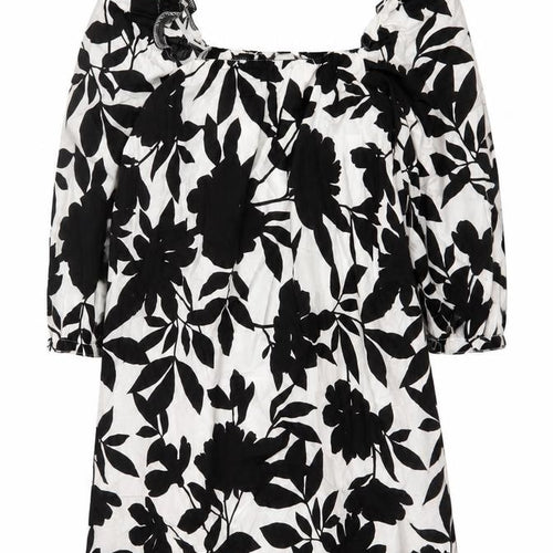 New Look Petite Women’s Black White Floral Off Shoulder Swing Dress UK 6