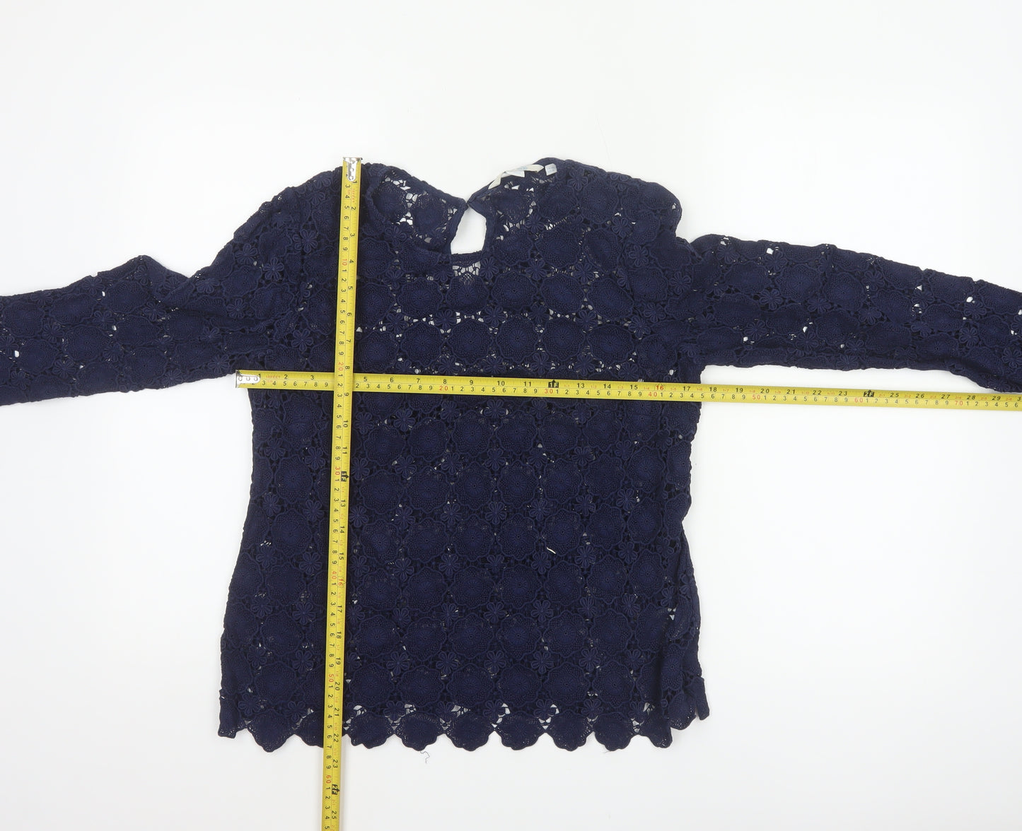 Boden Women Blue UK 10 Floral Lace Long Sleeve Blouse