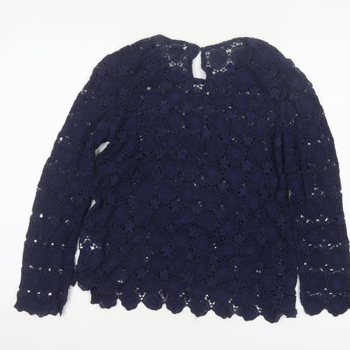Boden Women Blue UK 10 Floral Lace Long Sleeve Blouse
