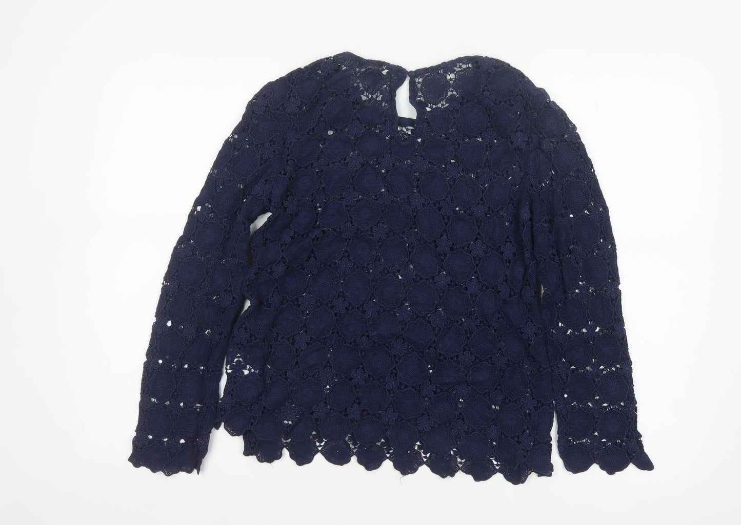 Boden Women Blue UK 10 Floral Lace Long Sleeve Blouse