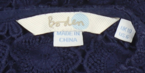 Boden Women Blue UK 10 Floral Lace Long Sleeve Blouse