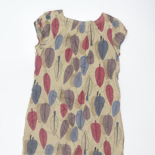 White Stuff Women Multicoloured Size 12 Shift Dress Leaf Print Cotton
