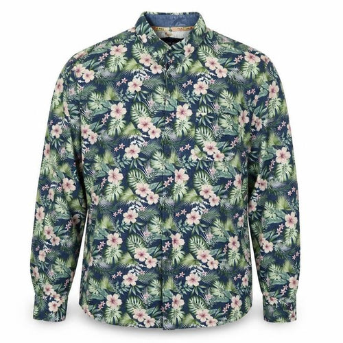 Colours & Sons Men’s Multicoloured XL Tropical Floral Linen Blend Shirt