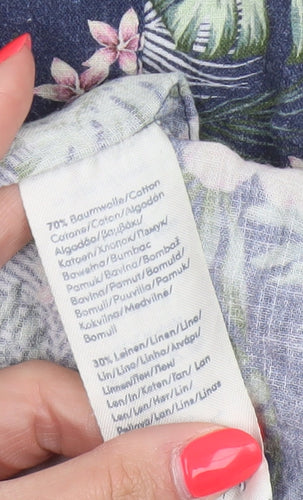 Colours & Sons Men’s Multicoloured XL Tropical Floral Linen Blend Shirt