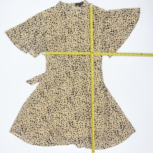 Blue Vanilla Women’s Beige Leopard Print Fit & Flare Dress UK 14