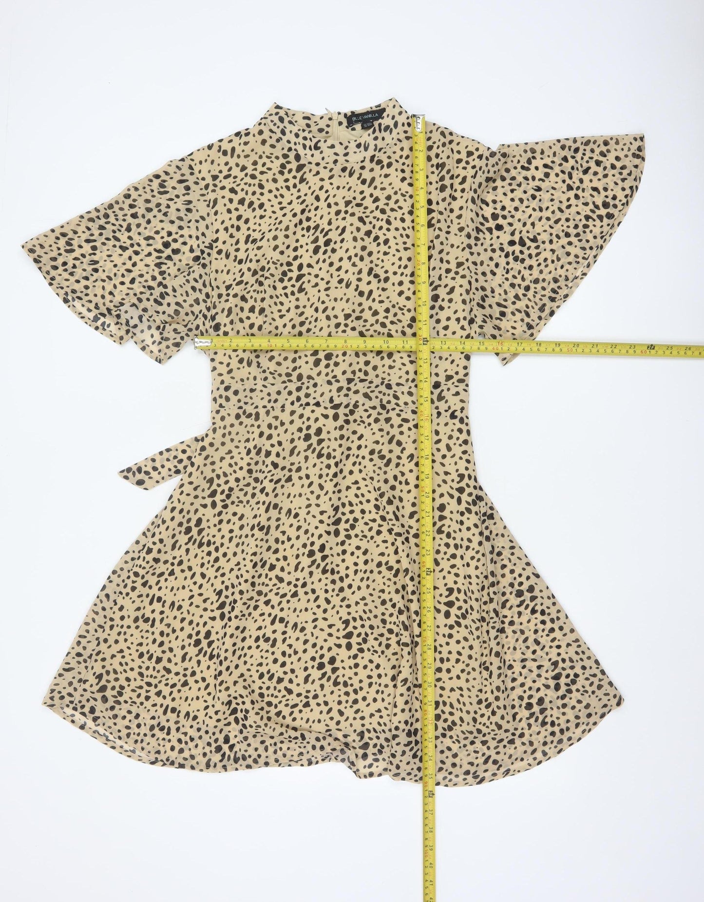 Blue Vanilla Women’s Beige Leopard Print Fit & Flare Dress UK 14