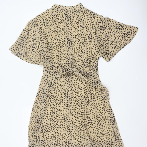 Blue Vanilla Women’s Beige Leopard Print Fit & Flare Dress UK 14