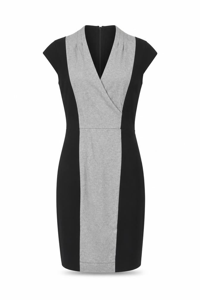 French Connection Women Black Grey UK 10 Sheath Dress Colourblock