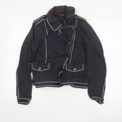 Luisa Cerano Women’s Black UK 10 Cropped Military Linen Jacket