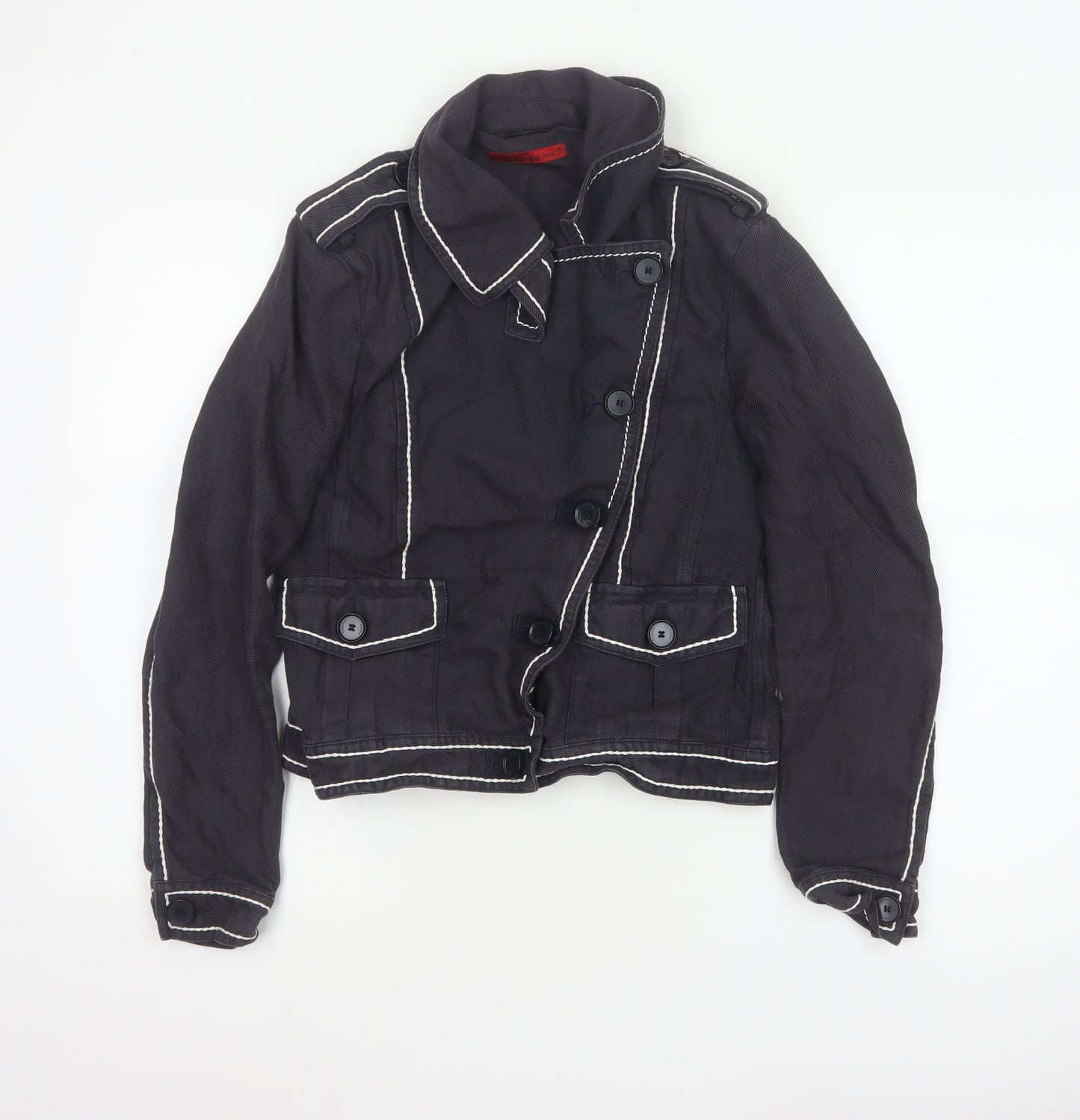 Luisa Cerano Women’s Black UK 10 Cropped Military Linen Jacket