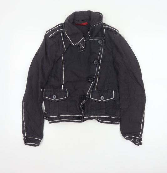 Luisa Cerano Women’s Black UK 10 Cropped Military Linen Jacket