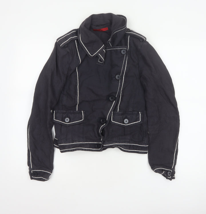 Luisa Cerano Women’s Black UK 10 Cropped Military Linen Jacket