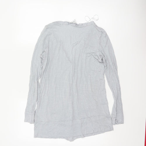 New Look Women Grey UK 14 V-Neck Button-Up Tunic Top Long Sleeve