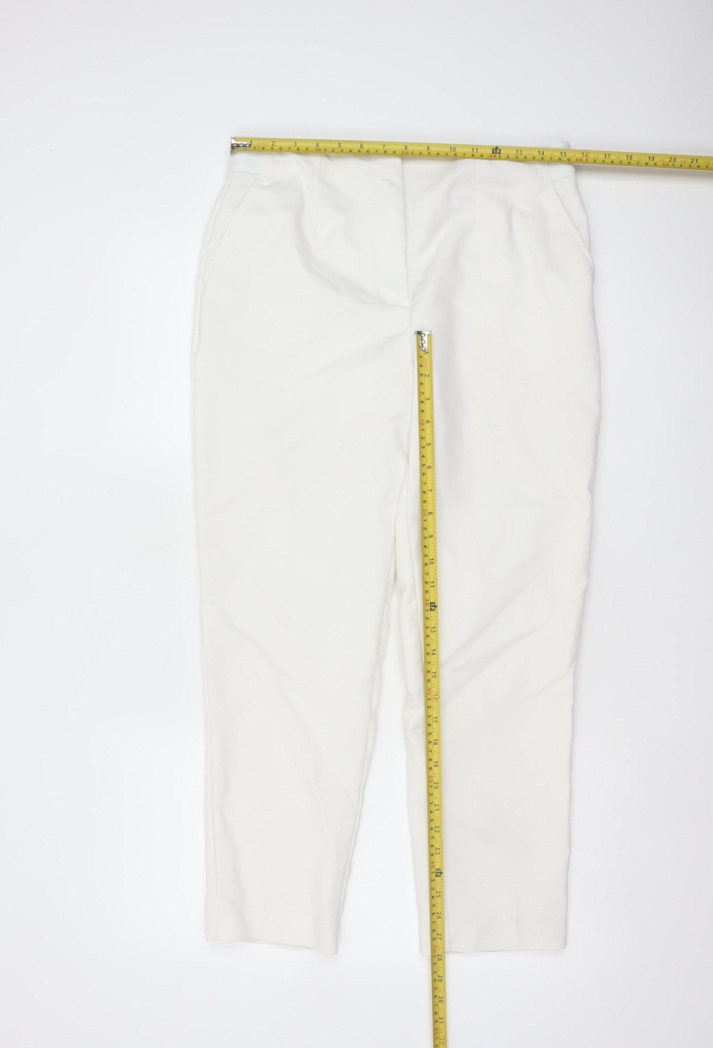 M&S Collection Women’s Ivory Size 14 High Rise Tapered Trousers