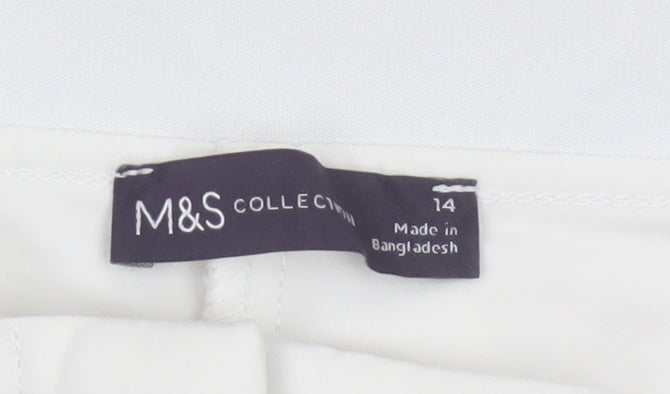 M&S Collection Women’s Ivory Size 14 High Rise Tapered Trousers