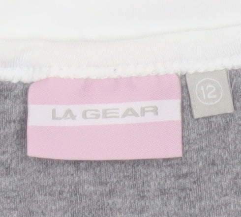LA Gear Women’s White Size 12 Basic Cotton Crew Neck T-Shirt